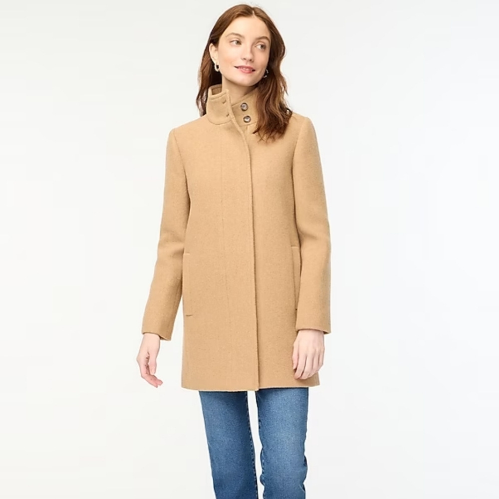 J. Crew Wool Blend Button-neck city coat Tan Size 6 Tan
